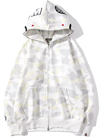 MRRTIME Bape Shark Hoodie, Bape Kapuzenpullover, Men's Jacket, Men's 3D Camouflage Shark Head Hooded Jacket, Hoodie with zipping, Street Fashion, Hoodie with zipping 01,I,S
