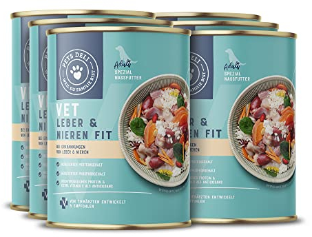 Pets Deli Leber & Nieren Diät Nassfutter für Hunde mit Huhn, Reis und Süßkartoffel ohne Zucker und Gluten 6 x 400g