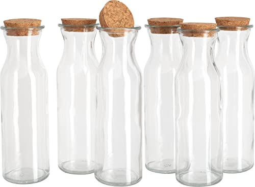 VBS 6er-Pack Glasflaschen MILK 20cm Füllmenge 350ml Dekoflasche Flasche Tischdeko