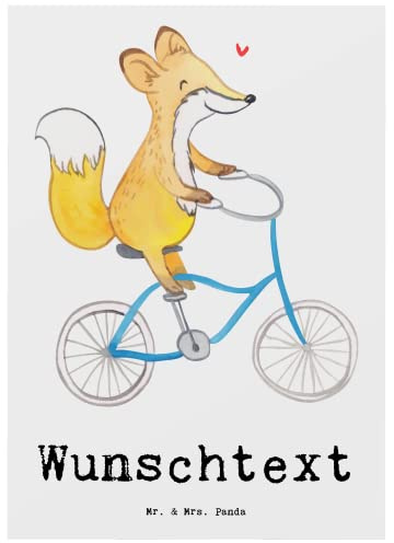Mr. & Mrs. Panda Personalisierte Karte Fuchs Fahrrad fahren - Geschenke, Trekking, Postkarte personalisiert, postkarten, Dankeschön, individuelle, Radeln, mit Namen, Radsport, Mountainbiking