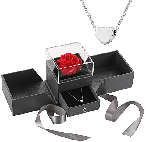 AFSTALR Ewige rose Infinity Rosen mit Rote Rosen Geschenkbox, Eternal Rose Geschenke für Damen Frau freundin verzauberte echte Rose Blume zum Valentinstag