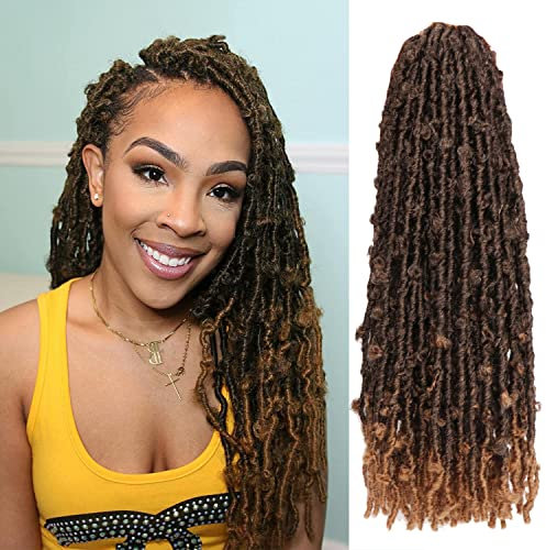 Butterfly Locs Lot de 6 paquets d'extensions de cheveux synthétiques longs pré-bouclés et doux au crochet (T27, 61 cm)