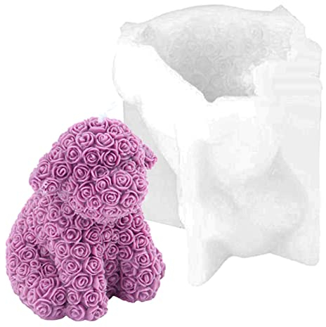 Rosenbär-Form – Valentinstag Silikon Rose Tier Kerzenformen – Tierform für die Herstellung von Kerzenständern, Epoxidformen, Kerzenherstellung, Formen, Heimtischdekoration