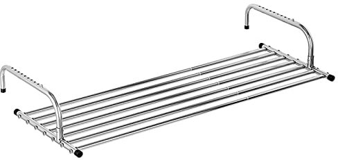 whalebee Stendibiancheria da Balcone Stendino Estensibile Facile da Piegare, Antiruggine da Parete Stoccaggio Facile Robusto, per Uso Interno Ed Esterno, Stendibiancheria da Termosifone