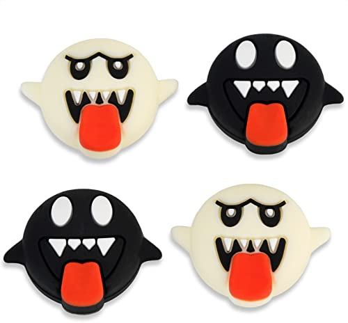 Owngen Niedliche Daumengriffkappen für Nintendo Switch/Lite/OLED, Silikon-Geister, analog, Joystick-Tastenabdeckung, Daumenstick, 3D-Analog, ergonomische Kappe für NS-Controller Joy-Cons (Ghost)