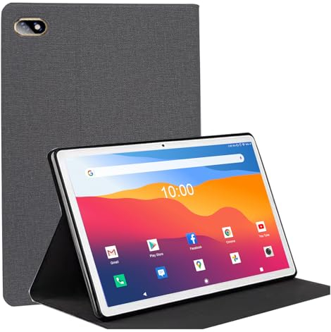 ZONKO Tablet hülle 10 Zoll Lederhülle für K110 10.1'' Touch Tablet Leicht, Stoßfest Schutzhülle aus Leder (Grau)