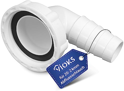 VIOKS Schlauchtülle Winkel 90 Grad für 1 1/2 Siphon Anschluss Waschmaschine, Spülmaschine - Winkelschlauchtülle Waschmaschine Anschluss Abwasser