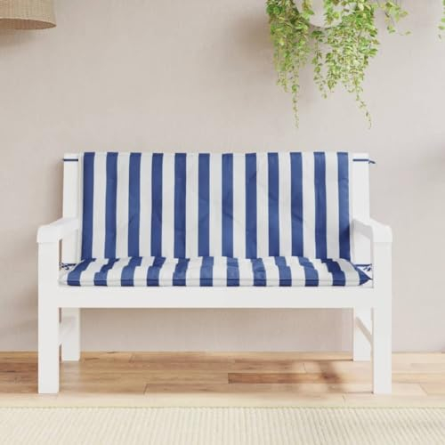 ZEYUAN Gartenbank-Auflagen 2-TLG. Blau&Weiß Gestreift 120x50x7cm Stoff Liegenauflage, Auflage Gartenliege, Sitzkissen Gartenmöbel, Bankauflage, Stuhlauflage Für Hochlehner, Sitzauflagen - 361690