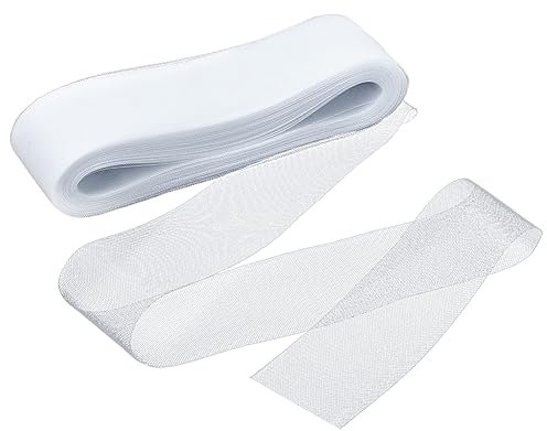 NBEADS Etwa 50 Yard Steifes Rosshaargeflecht, Pferdehaar-Mesh-Zopfbesatz Ca. 7.5 cm Breit Steife Bänder Aus Polyester Zum Ausbeinen, Nähen Hochzeitskleid Rock Hut Zubehör, Weiß