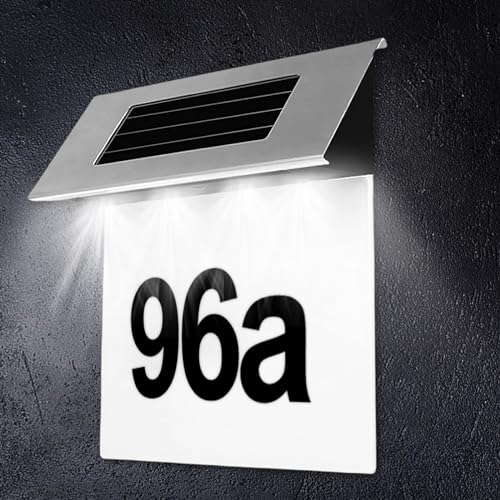 Numéro de Maison Solaire: Numéro de Porte Solaire Avec 4 LED, Numéro de Maison en Acier Inoxydable Solaire éclairé, Numéro de Maison éclairé Solaire, Numéro de Maison Solaire LED