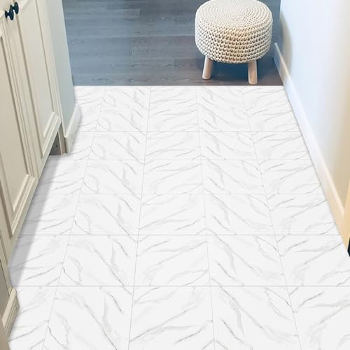 Piastrelle Cucina Ceramica 20X20Cm Marmo Bianco Sticktiles Piastrelle Da Parete In Buccia E Bastone,Adesivi Piastrelle Bagno,Pvc Resistente Al Calore Impermeabile Piastrelle(10Pcs)