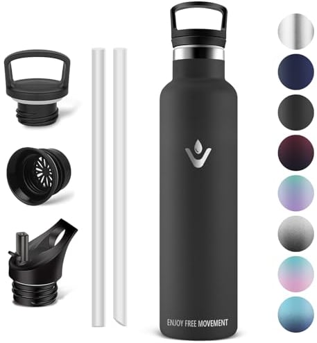Vikaster Botella Agua Acero Inoxidable 1 litro, Botella térmica, Water bottle, Mantener 12H Caliente/24 Frío, Water Bottle Sin BPA, para Deporte, Viaje, Escuela, Exterior, Oficina, Hogar.