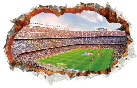 jojofuny 3d Fußballfeld Wandaufkleber Cracked Effect Wandbild Aufkleber für Home Decor Büro Schlafzimmer