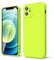 oakxco for iPhone 12 Case Liquid Silicone, Fluorescent Bright Solid Color, Soft Rubber Gel Elegant Aesthetic Cover, Slim TPU Matte Plain Smooth Case for Women Girl Cute, Neon Green