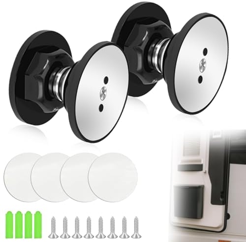 2Pcs RV Magnetic Door Catch, Door Holder RV Accessoris for Inside, Camper Door Holder Door Stopper with Adhesive and Screws, RV Door Latches for Outside Door RV Camper, RV Camper Accessories, Black