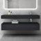 doporro Waschtisch mit Unterschrank Badmöbel-Set Design Waschplatz 150x48x25cm Badzimmerschrank Up inkl. Minralguss-Waschbecken Anthrazit matt Wandmontage