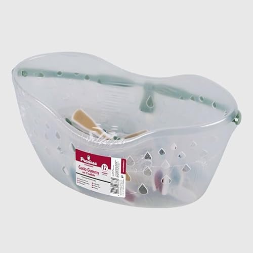 La Briantina Panier Gummy avec 12 Pinces à Linge, Panier en Plastique et pincettes antidérapantes, poignée et Crochet pour Suspendre, 23 x 13 x 11 cm