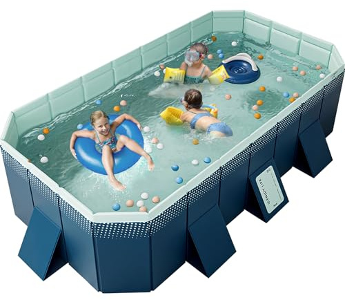 Wirhao Piscina Plegable no Inflable para niños y Adultos, con Carcasa de plástico Duro, Piscina para Perros en el Patio Trasero (113 x 66 x 20 Pulgadas)