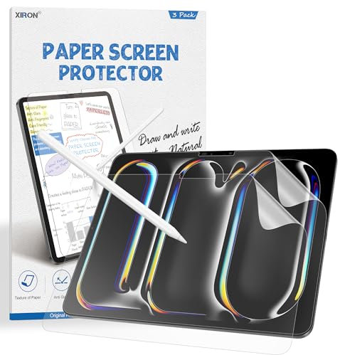 XIRON 3 Stück Papier folie für iPad Pro 11 Zoll 2024 M4, Matt Papier Schutzfolie zum Schreiben Zeichnen - Blendfreiem, Anti Fingerabdruck, Anti-Kratzer-Hohe Empfindlichkeit
