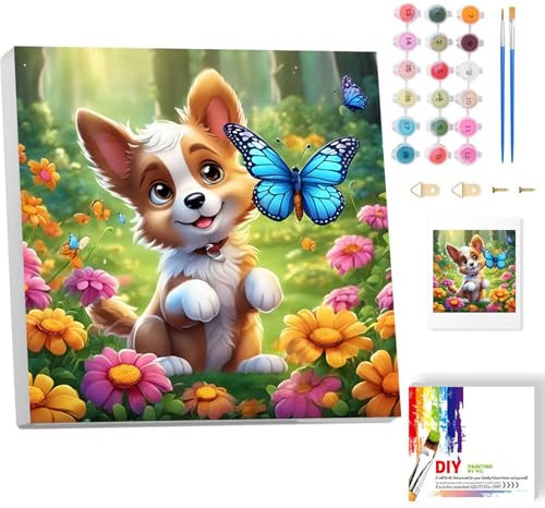 luckyarina Peinture à l'huile pour enfants à partir de 5, 6, 7, 8, 9 ans, pour la décoration murale de la maison, 20 x 20 cm