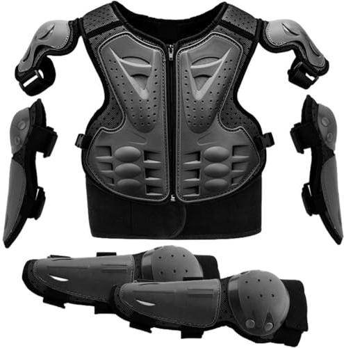 Keuyeo Gilet per Armatura Motociclista per Bambini, Equipaggiamento per Bici Cross, con Ginocchiere E Gomitiere, Protezione per Il Torace Motocross, Giacca per Armatura Equitazione per Bambini