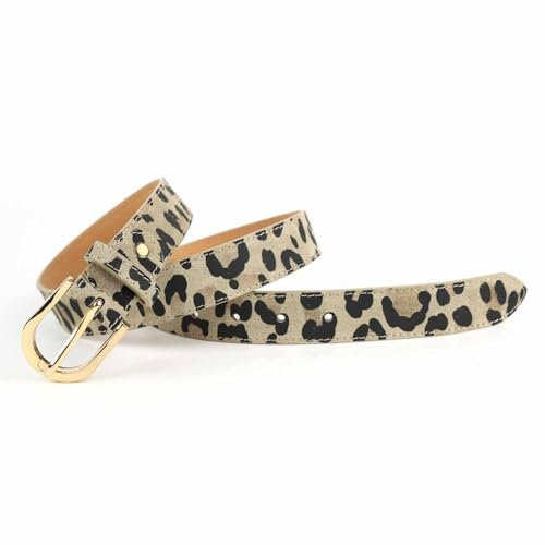 ITALYSHOP24 Made in Italy Damen Ledergürtel Leo-Muster Wildleder Hüftgürtel Taillengürtel Rindleder Gürtel Vintage 3cm breit (Gold/Muster V1 / 85cm)