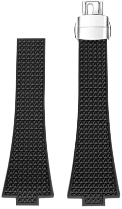 Svincoter Fluorkautschuk-Armband, passend for Tissot PRX-Serie, 35 mm, 40 mm, Butterfly-Schnalle, Schnellverschluss, FKM, Ersatz for Uhrenarmband for Männer und Frauen, 11/12 mm(Black,12mm)