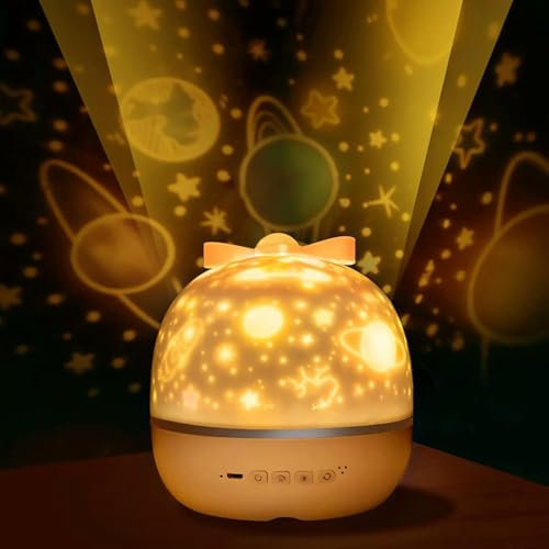 Star Projector Night Light 360° Rotating Starry Sky Projectors Lamp, 6 Different Projection Films LED Light, USB Cable, Bedroom Decoration Star Lights, Projectors for Party, Birthday, Christmas