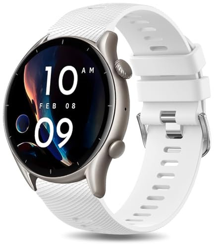 ZGCE Armband für Amazfit GTR 3 46mm / GTR 3 Pro/GTR 4 / GTR 2 Armbänder Herren Damen, Weiches Silikon Uhrenarmband, Wasserdichtes Ersatzarmband für Amazfit Balance 46mm, Weiß