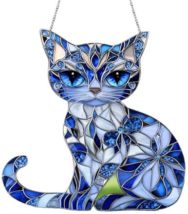 Cache-pot noir - Support mystique à trois yeux - Chat bleu - Décoration murale - Suspension de porte et de fenêtre - Parfait pour les propriétaires de chats et les amateurs de chats - Pot de fleurs en