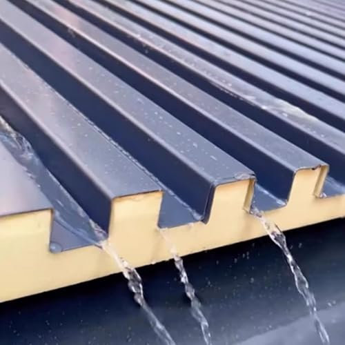 Tole Ondulée pour Toiture Panneau de Toiture en Aluminium Imperméable avec Remplissage en Polycarbonate, Revêtement de Plafond Mural Isolé pour Poulailler, Plafond de Maison Coupe-vent(1 pcs,L 1.1m(3.