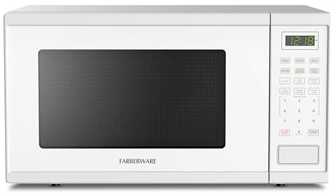 Farberware 1.1 Cu. Ft. Countertop Microwave Oven – 1000 Watts Power, Auto Cook Settings, Defrost, Easy Clean and Child Safety Lock - White