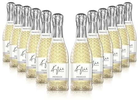 Kylie Minogue Signature Mini Prosecco, 12 x 20cl, Elegant Sparkling Prosecco in a Heart-Emblazoned Bottle, Perfect for Gifting and Celebrations, Made in Italy