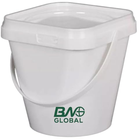 BW WHOLESALE - 1ltr x 3 Buckets - White Bucket With Lid - Food Safe Stable Airtight Leak Proof Odorless Plastic Storage Container With Handle (3, 1 Ltr)