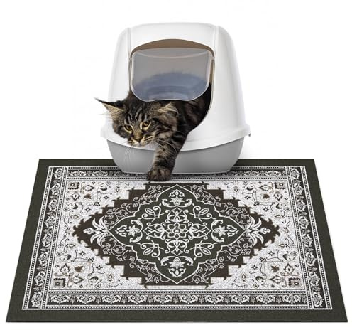 Hedgeink Katzenklo Matte Rutschfeste Wasserdichte Katzenstreumatte Waschbar Weich zu den Pfoten Urinfeste Bodenmatte für Wohnungskatzen, 60 x 38 cm