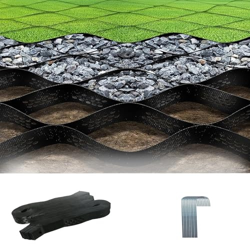 Premium 1,5 x 3,4 m Kiesgitter, 4 Polyethylen-Waben, HDPE, durchlässige Pflastersteine für Garten, Landschaftsbau, Einfahrten, Parkplätze und abgeschrägte Bereiche