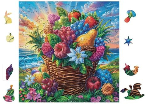 100 Piece Jigsaw Puzzle for Adults Fruit Basket 28x28cm Art Therapy Puzzle Great for Mental Health Stress Relief Emotional Regulation Relaxation Gift