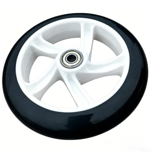 Sandyseptember Ruota per scooter in PU-PP con asse da 8 mm, battistrada ad alta resilienza con cuscinetti 608, silenzioso, per passeggino e carrello per sedia a rotelle, 125 x 24 mm (145 x 30 mm)