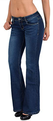 ESRA Bootcut Jeans Damen Stretch Schlaghose Hüftjeans Jeanshose Low Waist Damen Jeans Wide Leg Flared Jeans bis Übergröße B300