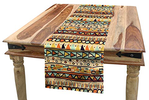 ABAKUHAUS Primitive Tischläufer, mexikanische Art, Esszimmer Küche Rechteckiger Dekorativer Tischläufer, 40 x 180 cm, Beige Aprikose