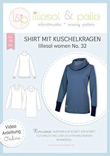 lillesol & pelle Schnittmuster lillesol Women No.32 Shirt mit Kuschelkragen in Größe 34-50 zum Nähen mit Foto-Anleitung und Video