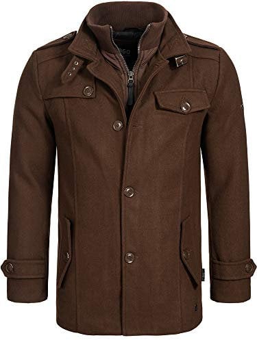 Indicode Herren Brandon Kurzmantel mit Stehkragen | Herrenmantel Wollmantel Mantel Männer Demitasse, L