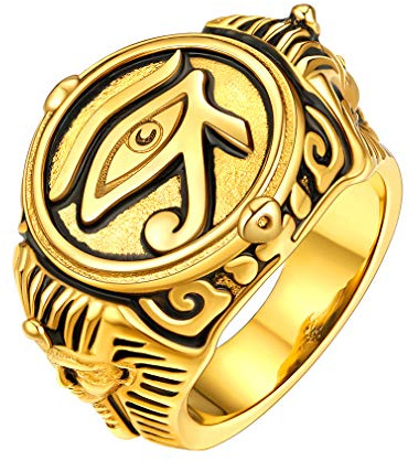 FaithHeart herren Ring Männer Ring Horus Auge Ring Edelstahl Ägyptischer Auge von Horn Fingerring mit Rune Symbol in Ringgrößen 54 bis 72 Personalisierter ring für Freunden Ehemann
