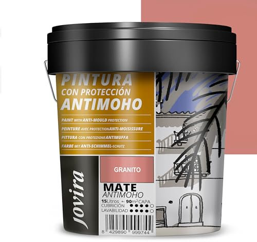 JOVIRA PINTURAS Pintura Antimoho, Evita el moho, resistente a la aparición de moho en paredes, aspecto mate. (15 Litros, Granito)