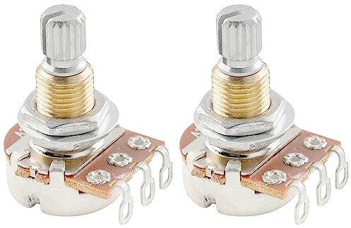 Musiclily Pro Messinggewinde A25K Metrische Mini Potentiometers Split Shaft Audio Taper Poti für E-Gitarre Bass (2er Set)