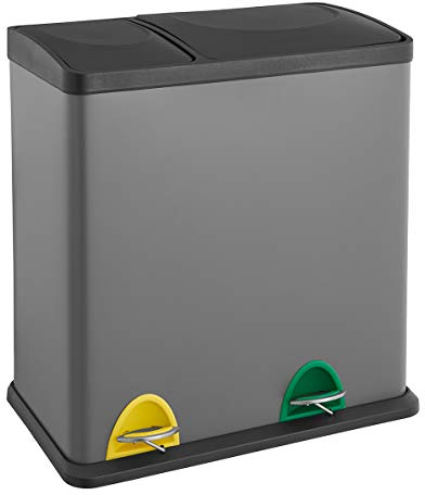 SVITA TC2Combo35 Poubelle 35 l Gris Combiné 12 L + 23 L Double Poubelle de Cuisine Poubelle de Cuisine Poubelle à Pédale