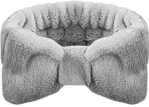 Spa Stirnband, Schleife Haar Bänder Makeup Stirnbänder Korallenvlies Haarbänder Elastischer Bad Dusche Kopfwickel für Frauen Mädchen Gesicht Waschen Dusche Sport Hautpflege