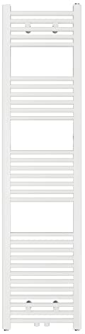 Aquabad Badheizkörper Virgo | Grösse: 40 x 160 cm | Heizleistung 448 Watt | Farbe: Weiß | Mittelanschluss 50mm | Handtuchhalter, Handtuchwärmer
