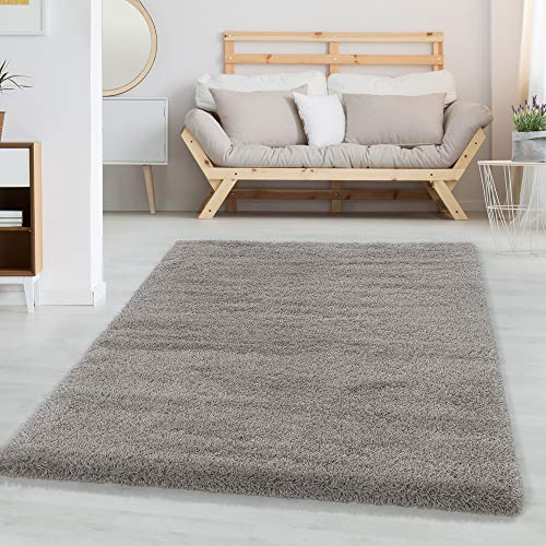 Carpettex Hochflor Teppich Wohnzimmer Shaggy Flokati Modern Einfarbig 160 x 230 cm Beige - Schlafzimmer Weich Flauschig Waschbar Küche Esszimmer - Langflor