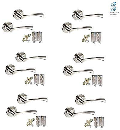 Jiyo.Outdoor Twist Astrid Style Modern Chrome Door Handles Lever Latch On Round Rose in Duo Finish - 6 Sets